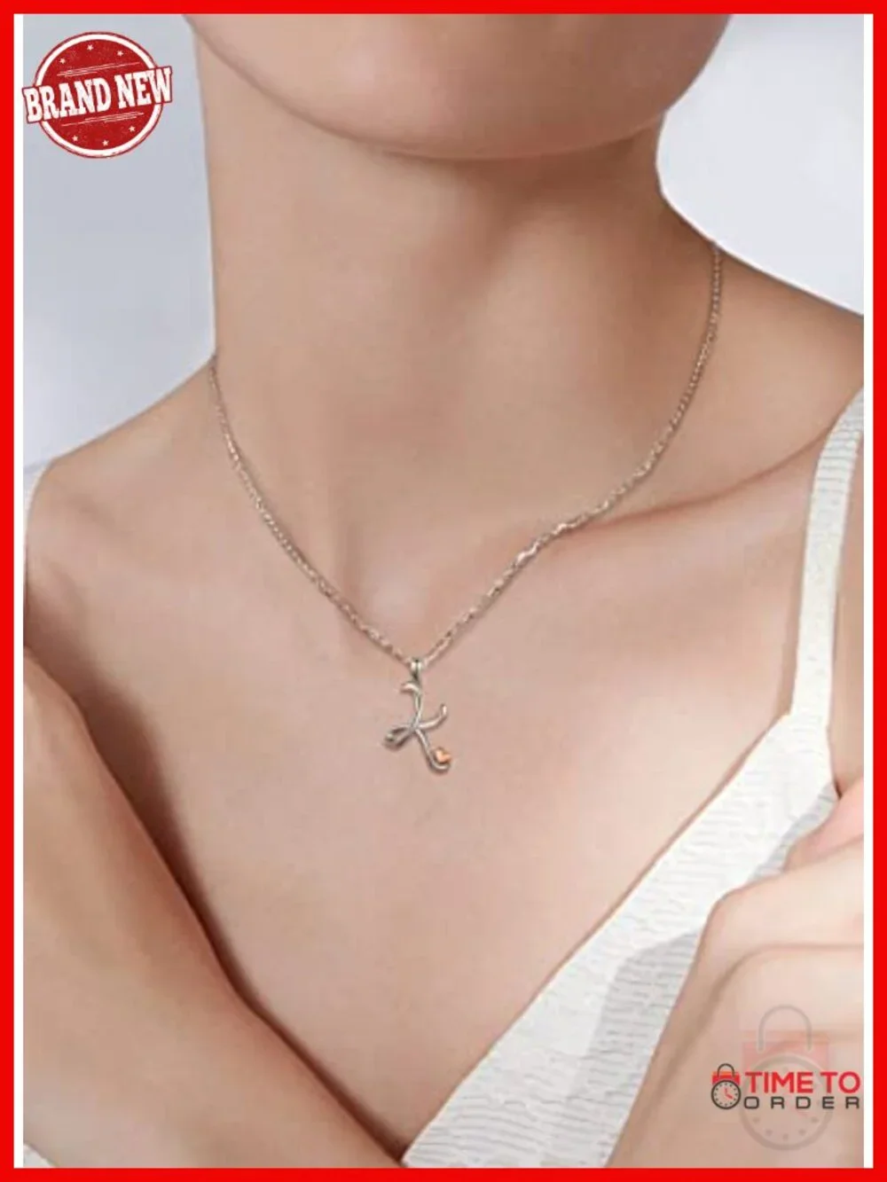 925 Sterling Silver Initial Pendant Necklace with Rose Gold Heart, 18 Inch Chain